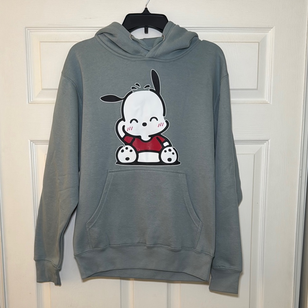 Charming Gray Hoodie with Cartoon Design